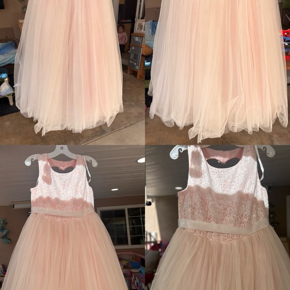 As-Is Ball Gown Flower Girl Dress with Cutout SIZE 12 - Picture 13 of 17